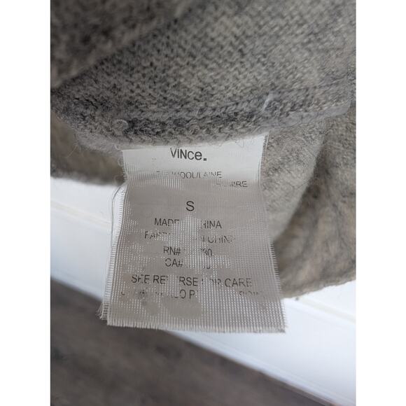 Vince Sweater Wool Cashmere Double V Neck Knit Classic Minimalist Taupe Size S - Picture 8 of 10